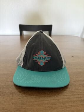 Ariat Youth Aztec Logo Ball Cap Gray Blue Adjustable Hat 1519006‎ Western
